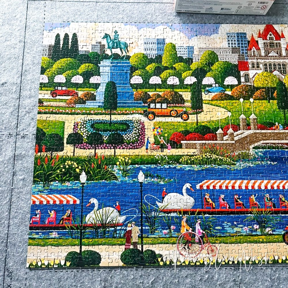 Hometown Collection Swan Boats in Boston Park 1000 Pc Jigsaw Puzzle - Picture 6 of 9